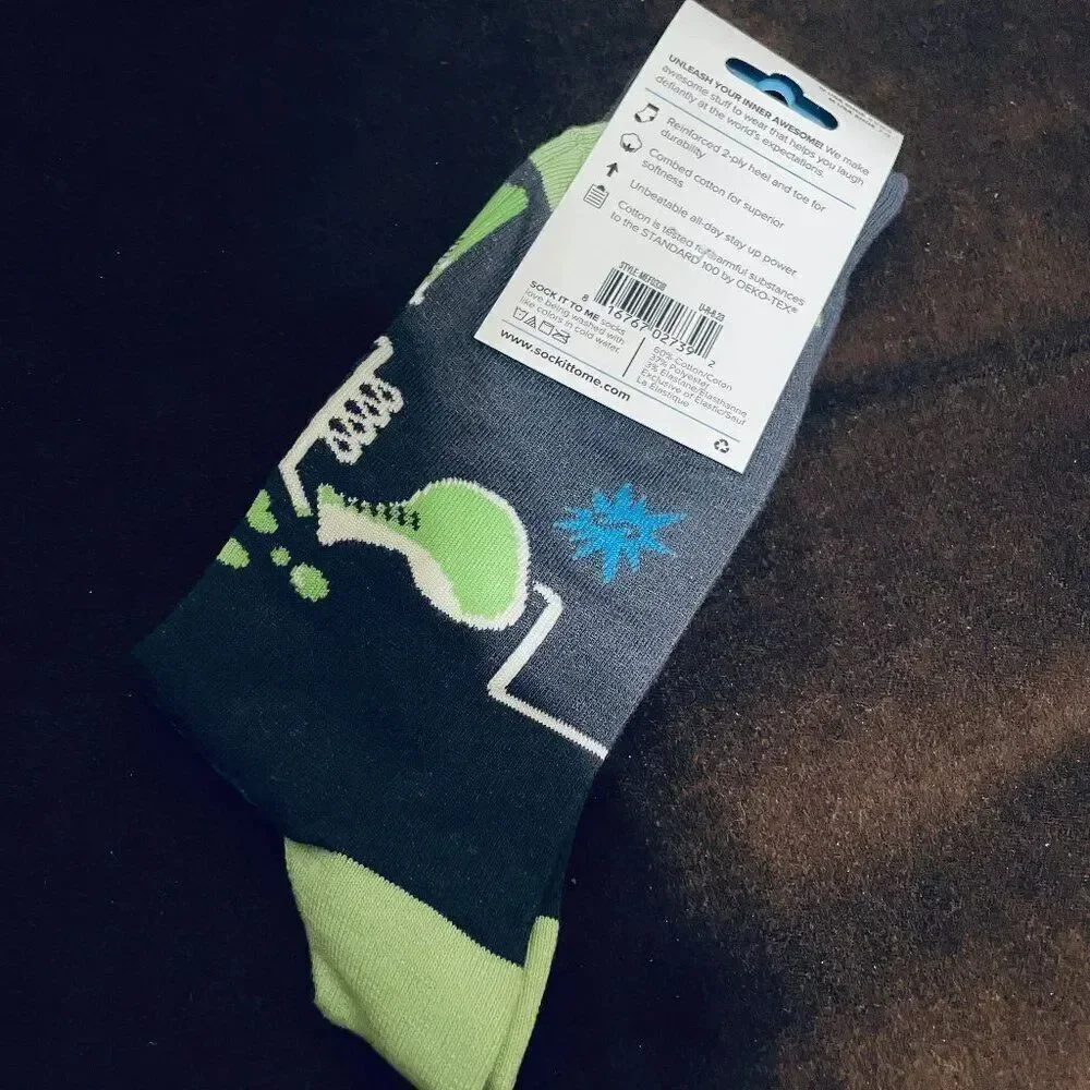 3 Pairs Sock It To Me Mens Novelty Socks Sasquatch Love, Circuit Board, Chem Lab